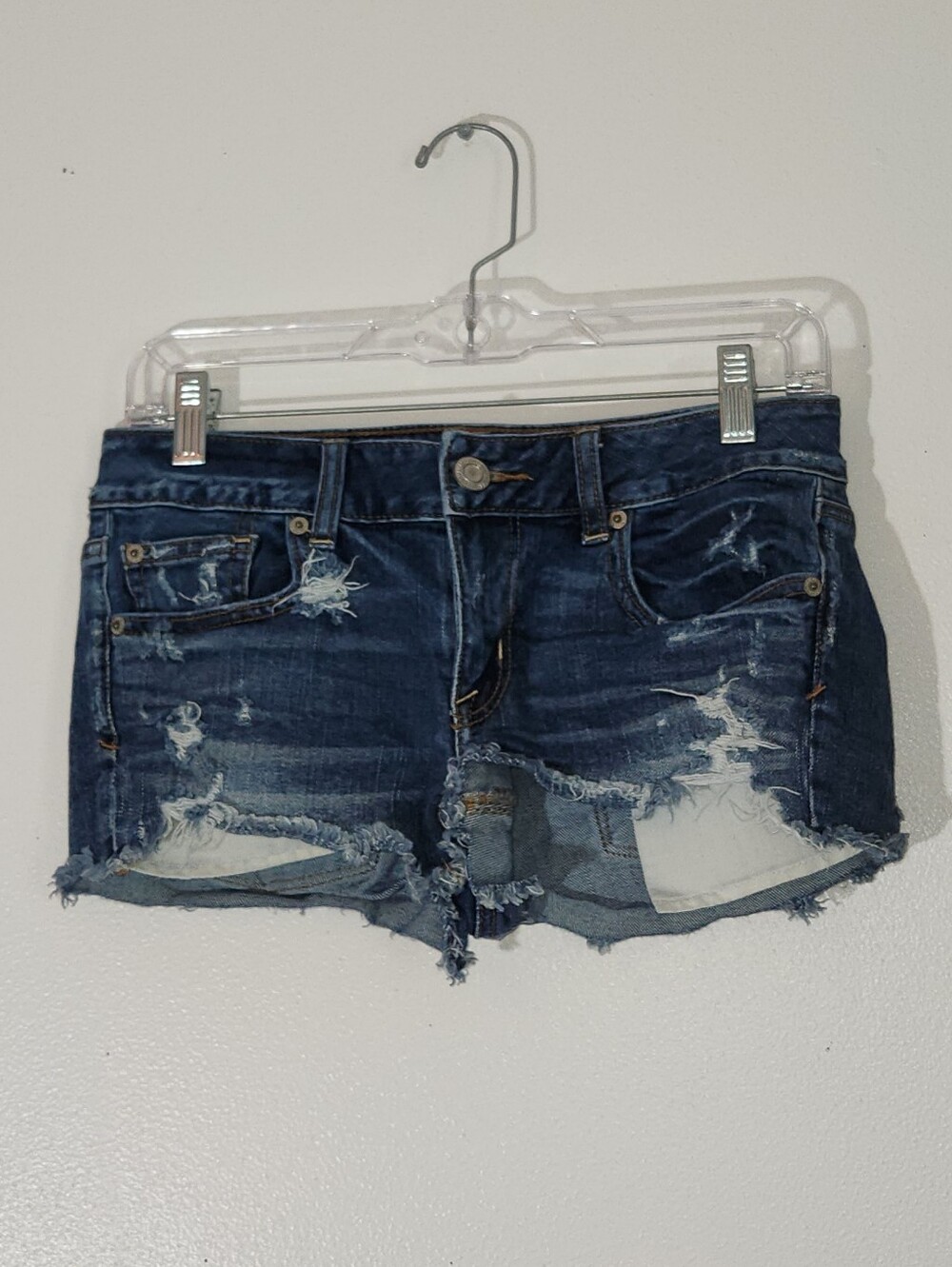 Women's American Eagle Outfitters Shortie Stretch Distressed Dark Denim Shorts